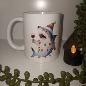 Holiday Shark Ceramic Mug - White
